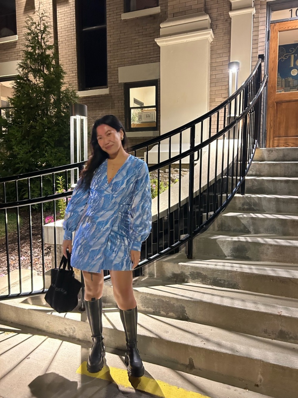 Ganni Blue Print Mini Dress - Picture 12 of 12